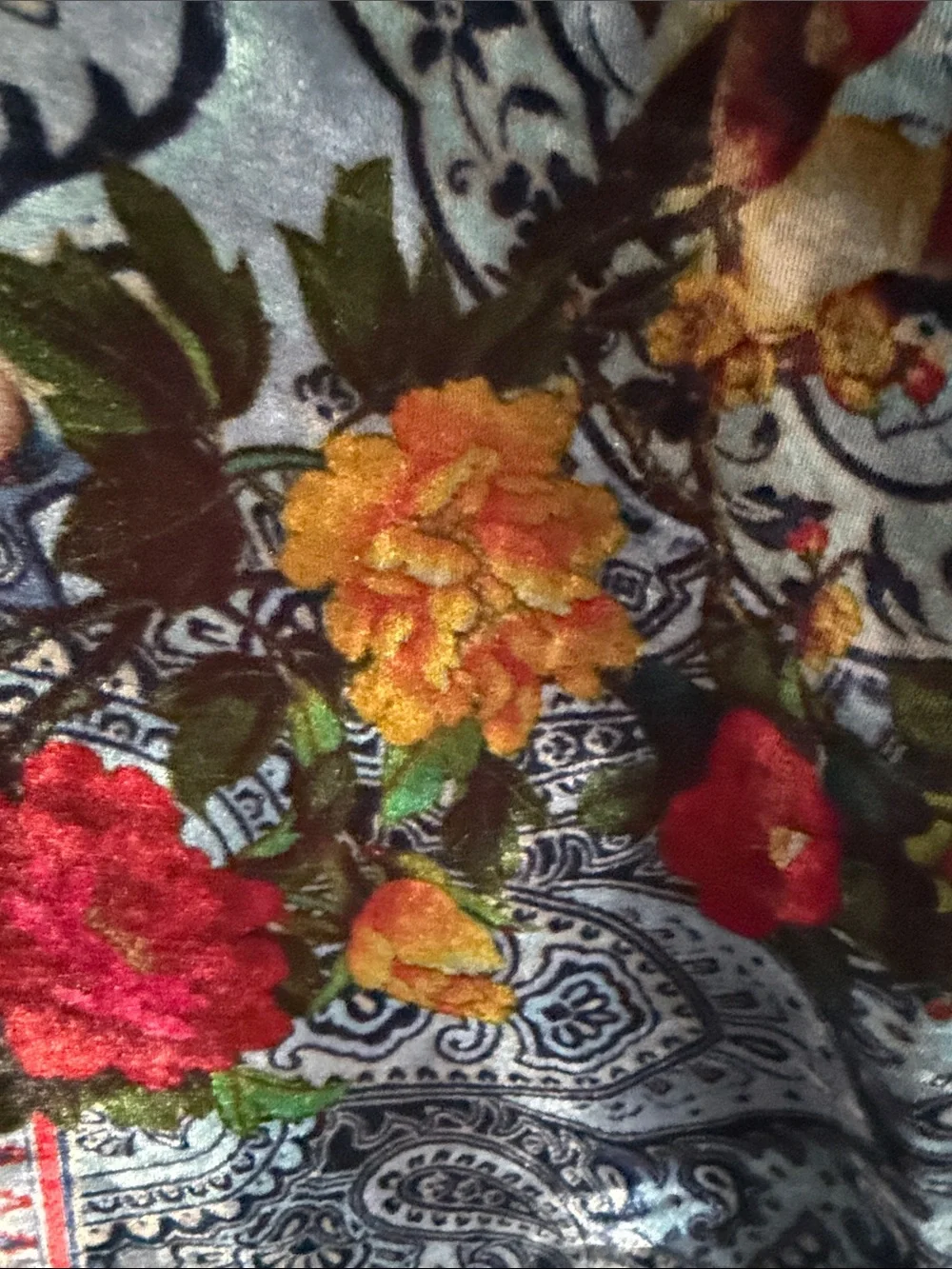 Johnny Was Velvet Floral Pattern Scoop Neck Top tunic  - Multicolor 1X - Picture 3 of 5